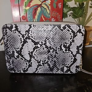Michael Kors Stylish Black and White Snakeskin Pattern Bag Genuine Leather